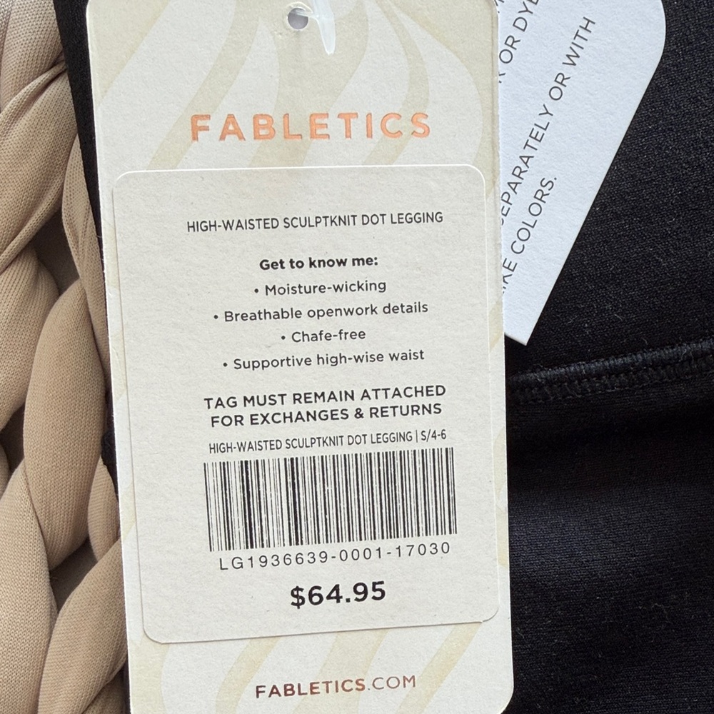 NWT Fabletics Black High-Waist Sculptknit Dot Leggings size small - Picture 2 of 4